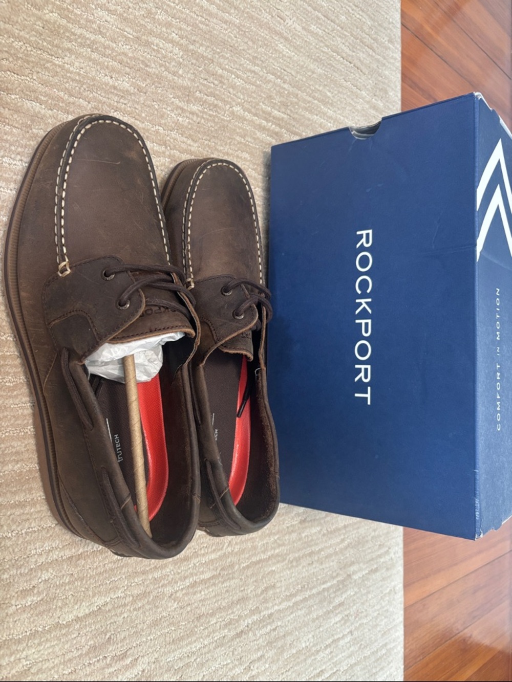 ROCKPORT Brown Leather Men's Southport Boat Shoes